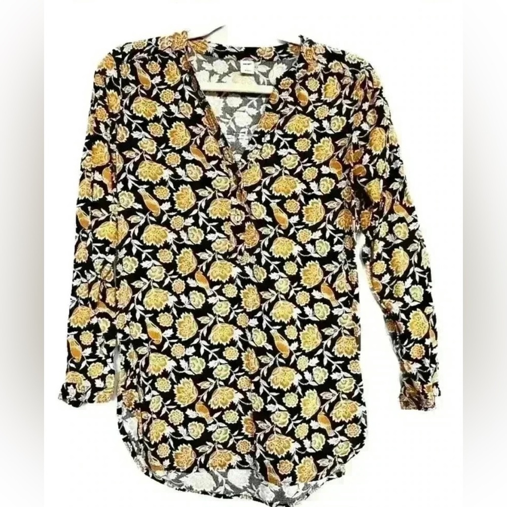 Old Navy Business Casual Long Sleeve Floral Print Top Size large
